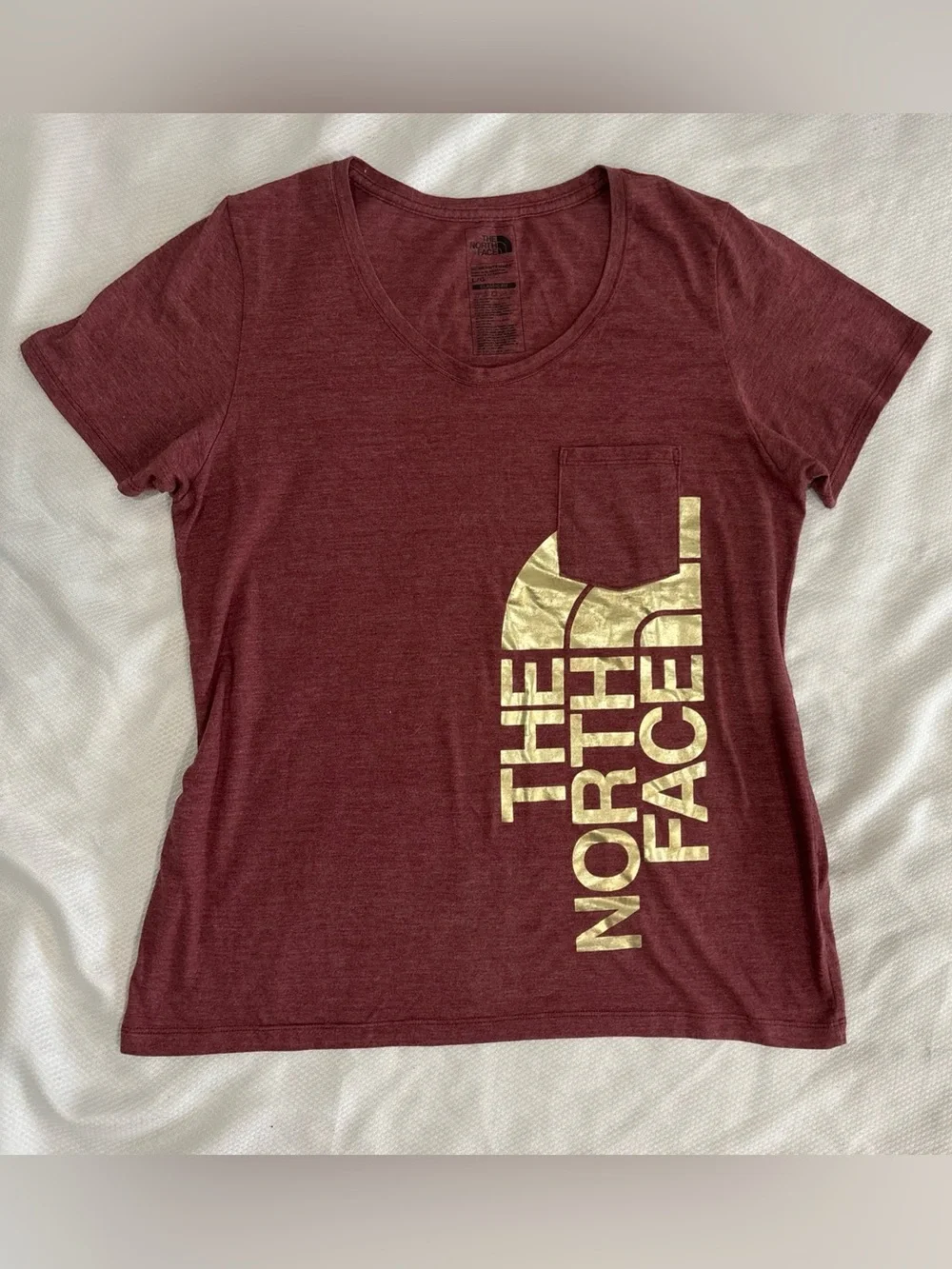 The North Face Gold Logo Short Sleeve Classic Fit Top Women’s Large Soft T-shirt - Picture 1 of 5